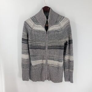 Eddie Bauer Grandmacore Tight Knit Full Zip Modern Cardigan Sweater Gray Size PM